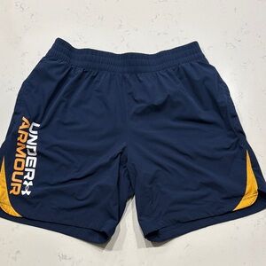 Under Armour Navy and Yellow Athletic Shorts
